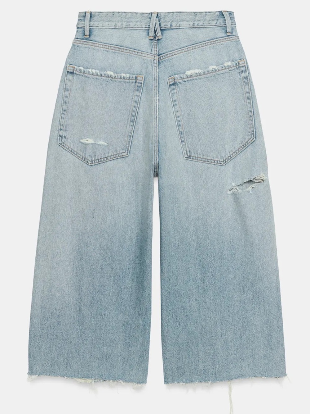 ZARA TRF Ripped Mid Rise Denim Jorts - Picture 5 of 10